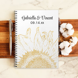 Cuaderno Boda gráfico de girasol amarillo
