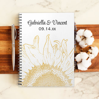Cuaderno Boda gráfico de girasol amarillo