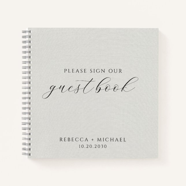 Cuaderno Boda gris minimalista moderna (Anverso)