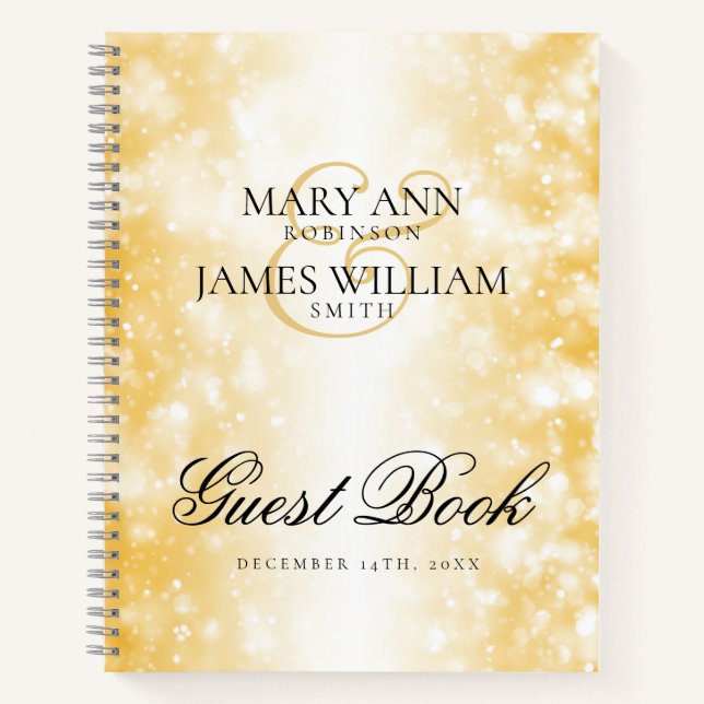 Cuaderno Boda Guest Book Gold Shimmer Lights (Anverso)