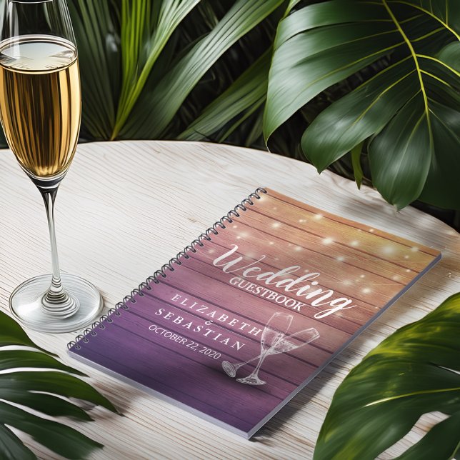 Cuaderno Boda Guestbook Champagne Glasses Wood Lights (Subido por el creador)