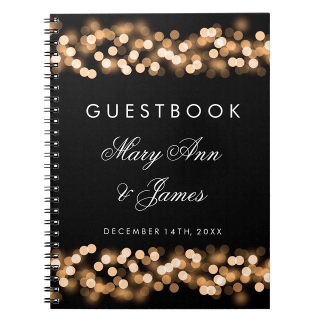 Cuaderno Boda Guestbook Gold Hollywood Glam (Frente)