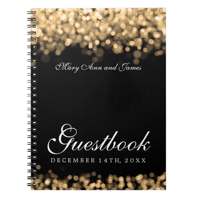 Cuaderno Boda Guestbook Gold Lights (Frente)