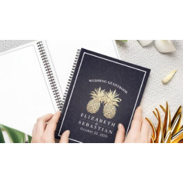 Cuaderno Boda Guestbook Gold Pineapple Couple Navy Blue