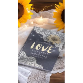 Cuaderno Boda Guestbook Lace Sunflowers String Lights