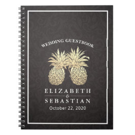 Cuaderno Boda Guestbook Moda Black Gold Pineapple Couple