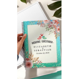 Cuaderno Boda Guestbook Moderno Punto de Oro Verde azulado 