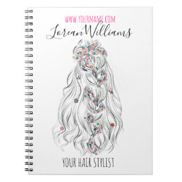 Cuaderno Boda Hair Stylist Black Waval Hair Floral