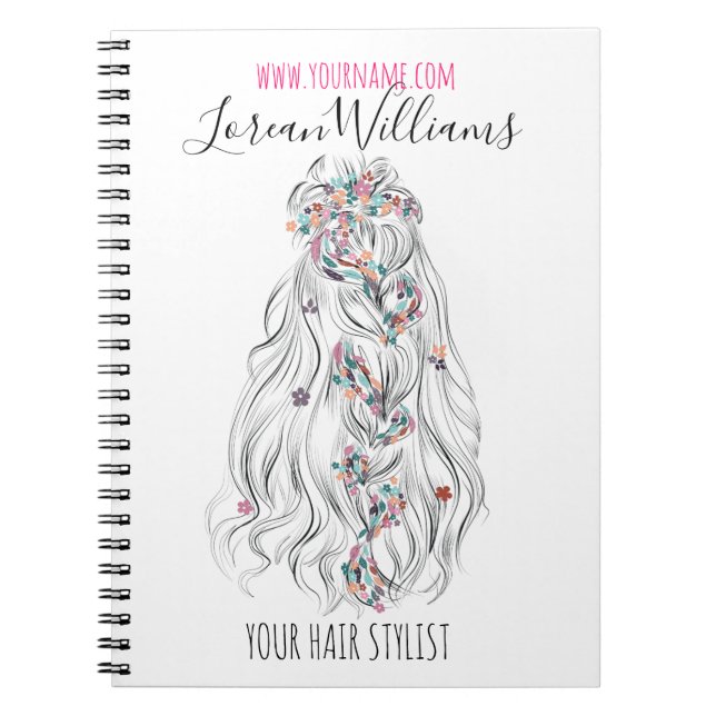 Cuaderno Boda Hair Stylist Black Waval Hair Floral (Frente)