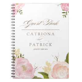 Cuaderno Boda invitado de flores de acuarela romántica
