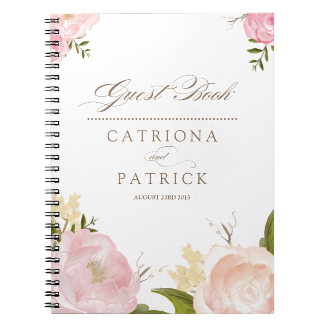 Cuaderno Boda invitado de flores de acuarela romántica (Frente)