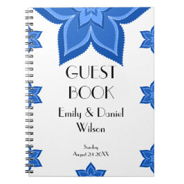 Cuaderno Boda Libro de invitados Flor azul cobalto
