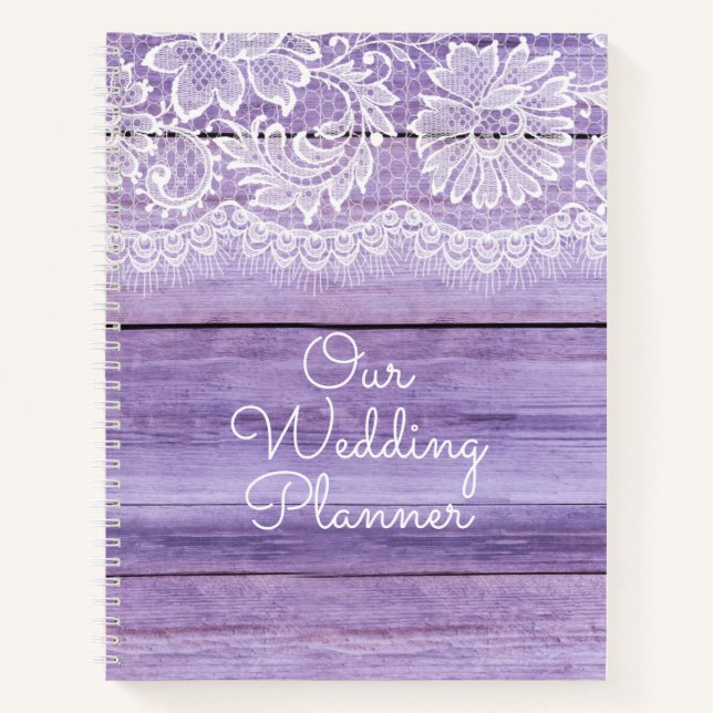 Cuaderno Boda Lilac Lace y Barn Wood (Anverso)