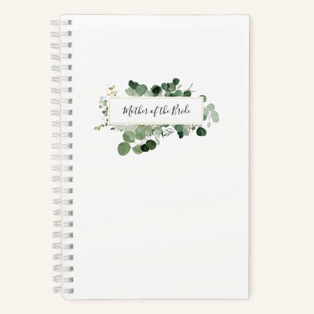 Cuaderno Boda Madre de la novia Verde Blanco moderno (Anverso)