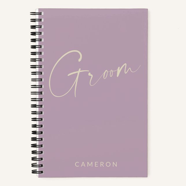 Cuaderno Boda Minimalista Groom Lilac Purple personalizado (Anverso)