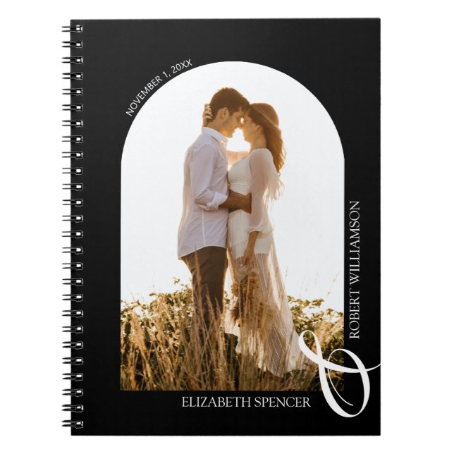 Cuaderno Boda moderno arca de fotografía negro (Frente)