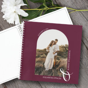 Cuaderno Boda moderno de arcos fotográficos Burgundy Spiral