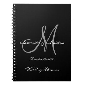 Cuaderno Boda monograma elegante gris negro