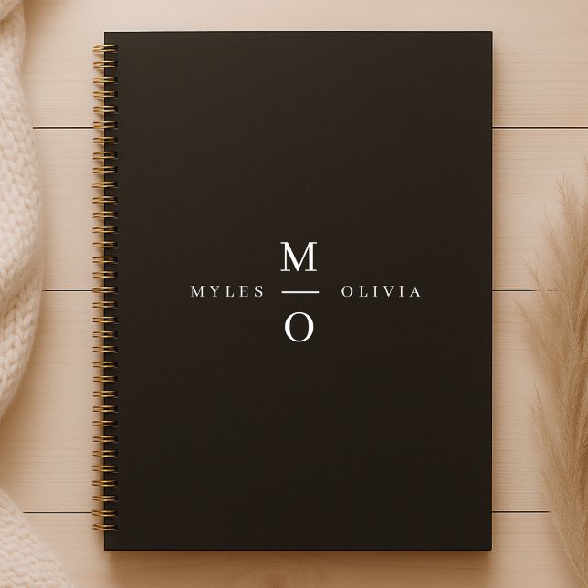 Cuaderno Boda Monograma Elegante Minimal Elegante Negro (Subido por el creador)