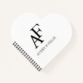 Cuaderno Boda Monograma Invitado elegante negro y blanco