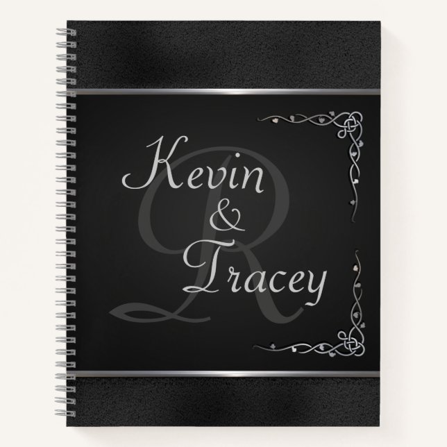 Cuaderno Boda negro y plateado (Anverso)