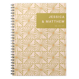 Cuaderno Boda personalizada botánica Groovy Retro Chartreus