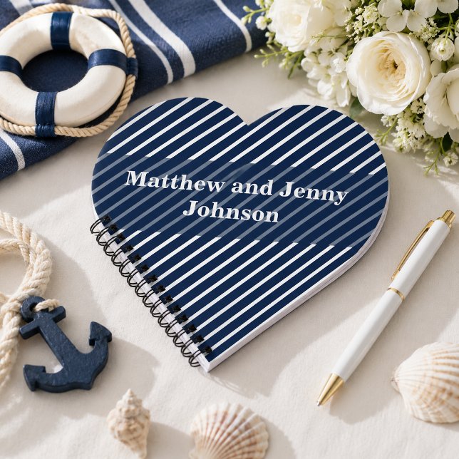 Cuaderno Boda personalizada con rayas azules y blancas (Subido por el creador)