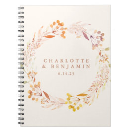 Cuaderno Boda personalizada de Wreath Floral de otoño