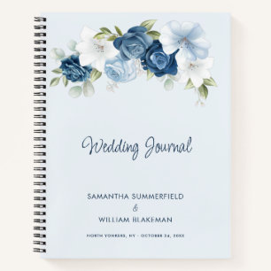 Cuaderno Boda Personalizada Floral Chic Azul Polvo