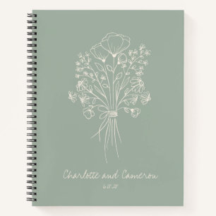 Cuaderno Boda  personalizado Boho Flower Line Art