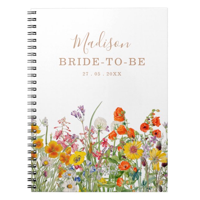 Cuaderno Boda personalizado de coloridas flores silvestres  (Frente)