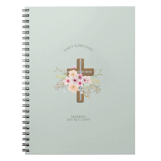 Cuaderno Boda personalizado o cruz floral de aniversario (Frente)