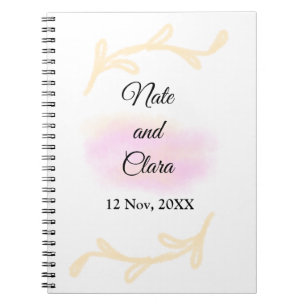 Cuaderno Boda pintada a mano con acuarela rosa beige simple