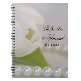 Cuaderno Boda Primavera de Tulipanes Blancos y Perlas