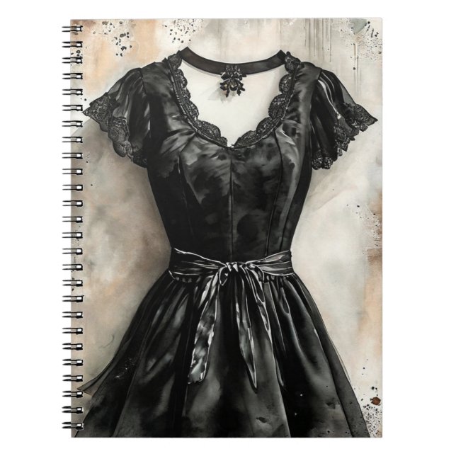Cuaderno Boda Retro Pequeño Vestido Negro LBD (Frente)
