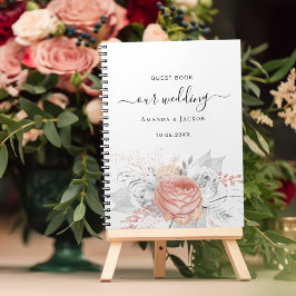 Cuaderno Boda rosa oro plata floral