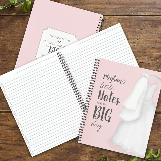 Cuaderno Boda rosa planificador de novias personalizado (Pink watercolor wedding planner notebook. )