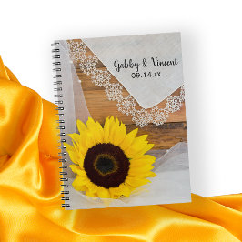 Cuaderno Boda rústica de girasol y encaje en el campo