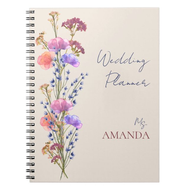 Cuaderno Boda rústico beige acrílico floral (Frente)
