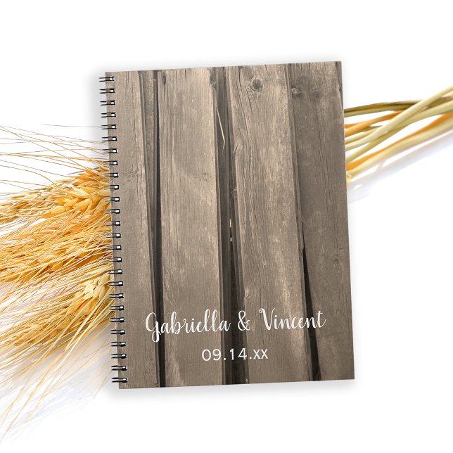 Cuaderno Boda Rústico de Barn Wood (Create an advice book or guest book for your rustic barn party bridal shower or wedding theme.)