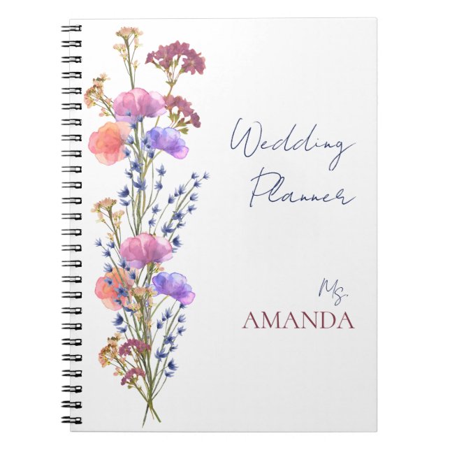 Cuaderno Boda Rústico Delicado De Floral Acrílico (Frente)