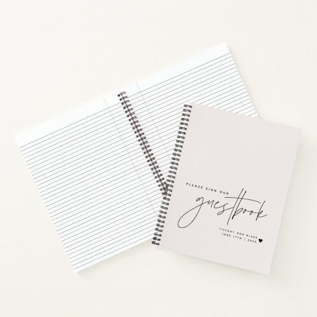 Cuaderno Boda Script Calligraphy Ecru Guest (Interior)