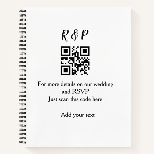 Cuaderno Boda sitio web rsvp q r código añadir nombre de te (Anverso)
