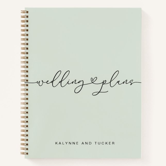 Cuaderno Boda verde claro bonito planea portátil para el co (Anverso)