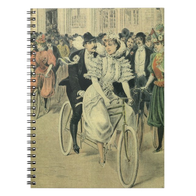 Cuaderno Boda victoriana novia y bicicleta recién casada Gr (Frente)