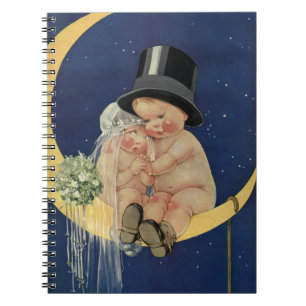 Cuaderno Boda Vintage, Novia y Novio Adorables en una Luna