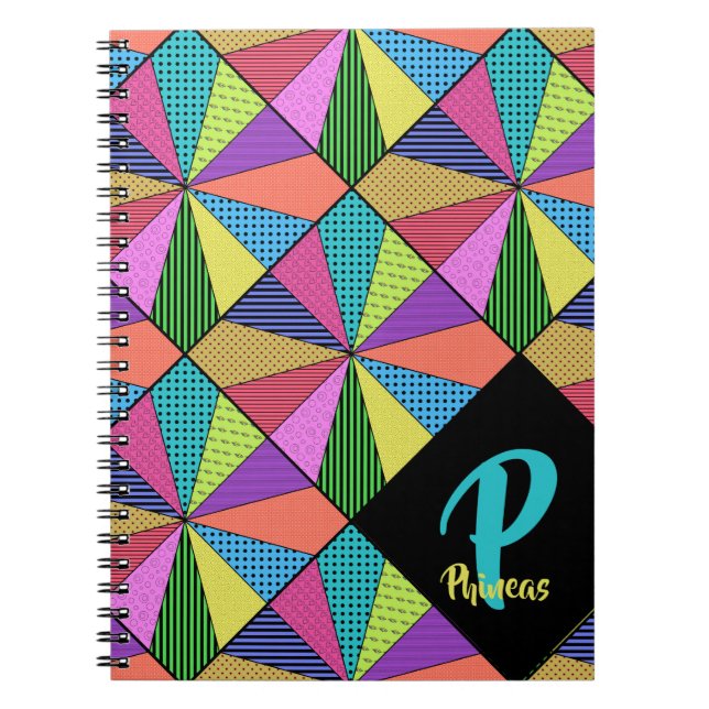 Cuaderno Bodas brillantes de patrón con un gran monograma (Frente)