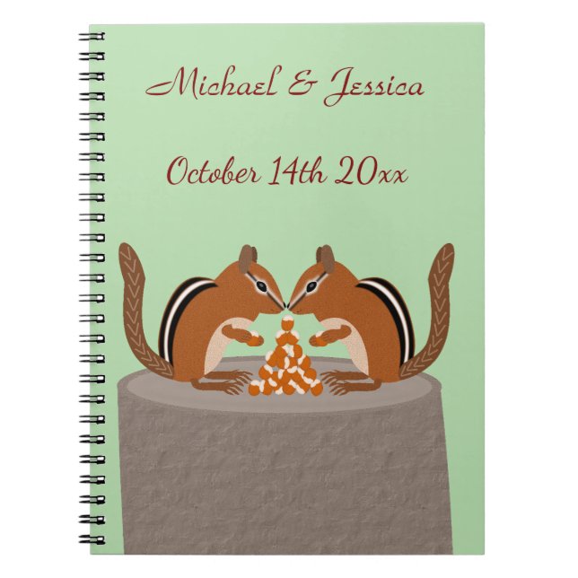 Cuaderno Bodas de Otoño de Ardillas Lindas Personalizadas (Frente)