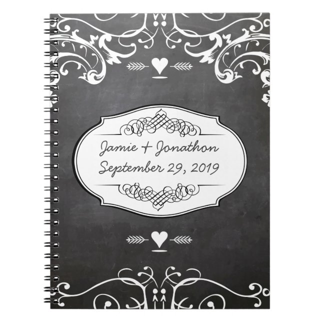 Cuaderno Bodas de tipografía de Chalkboard (Frente)