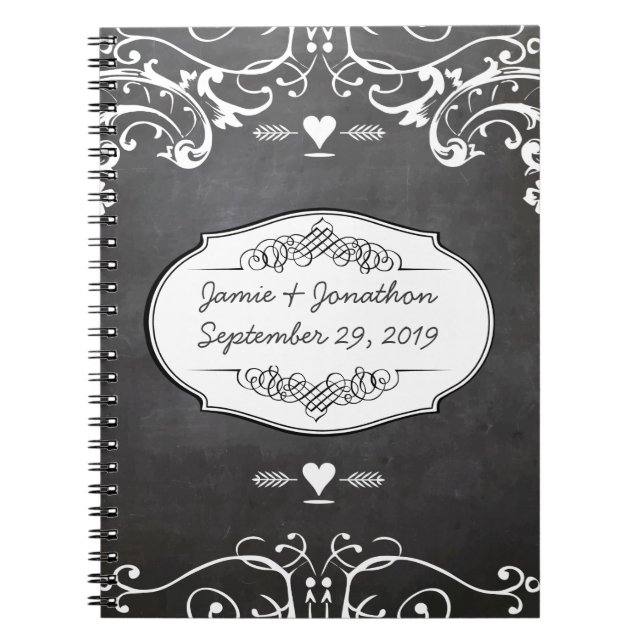 Cuaderno Bodas de tipografía de Chalkboard (Frente)